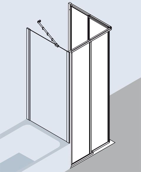 Kermi Ibiza 2000 Eckeinstieg-Halbteil ED2 800 x 1850 mm ESG klar silber mattglanz I2ED2080181AK - Bild 1