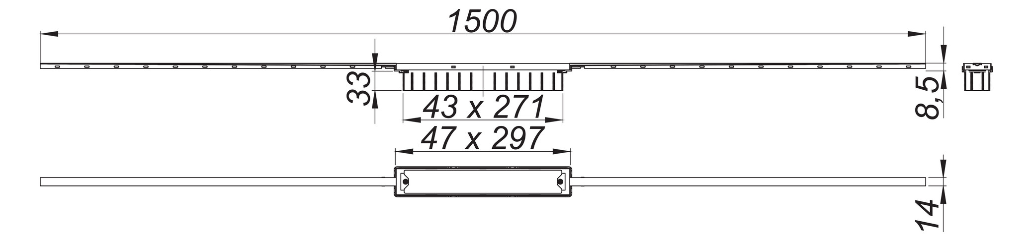 DALLMER Duschrinne CeraFloor Individual 800-1500 mm, Ablaufschiene aus Edelstahl 537478 - Bild 2