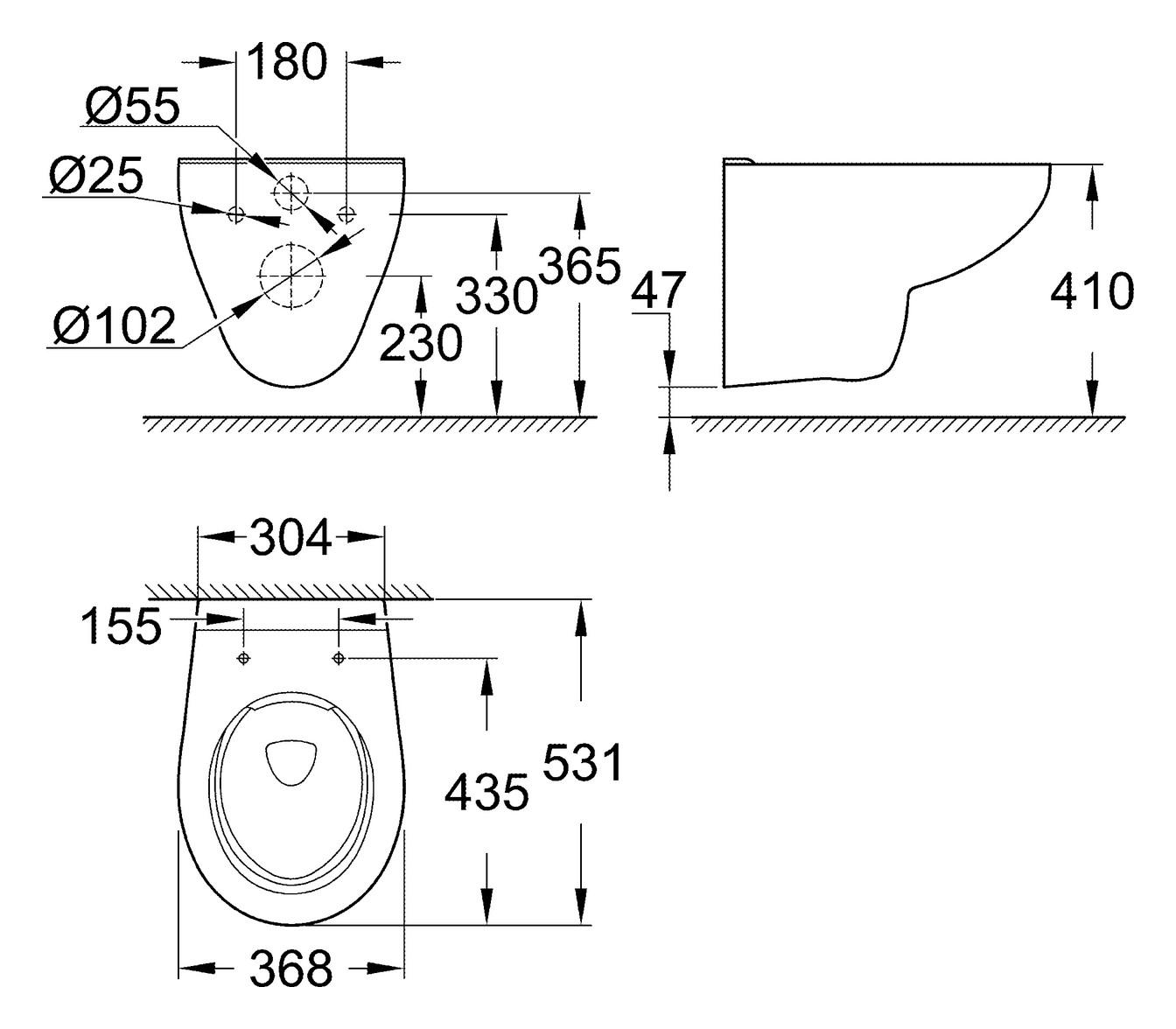 Grohe Wand-Tiefspül-WC Bau Keramik Abgang waagerecht spülrandlos alpinweiß 39427000 - Bild 2