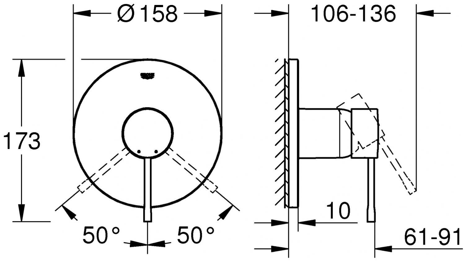 GROHE Brausebatterie Essence supersteel 24168DC1, Fertigmontageset für Rapido SmartBox - Bild 4