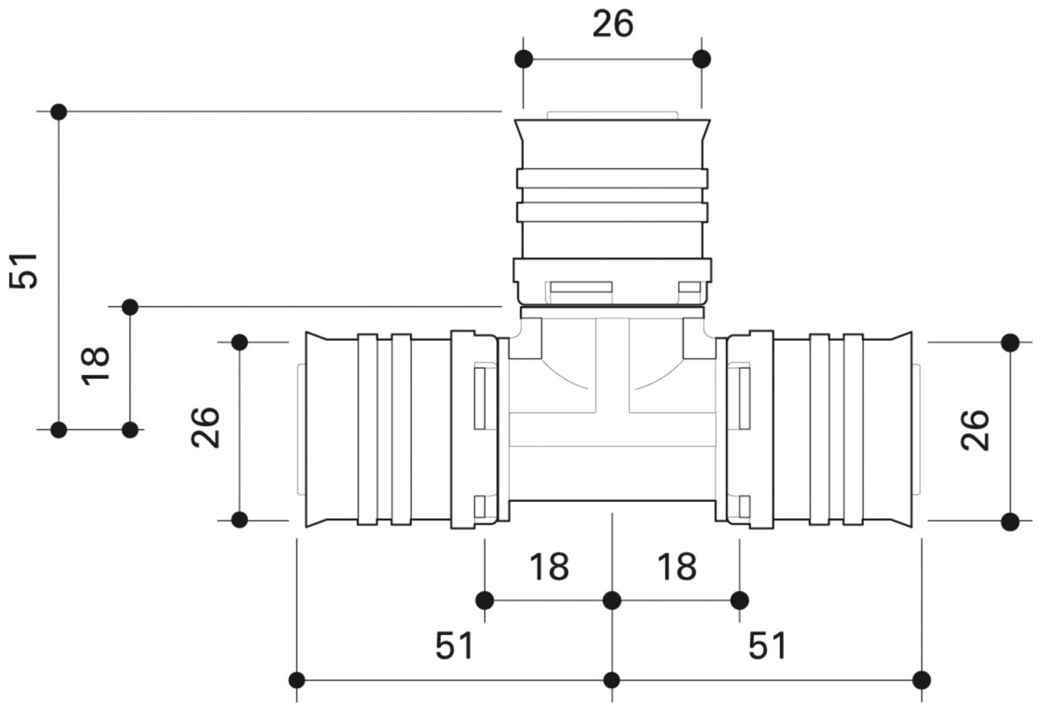CONEL Connect MV2 T-Stück 26 mm CCMVT26N - Bild 2