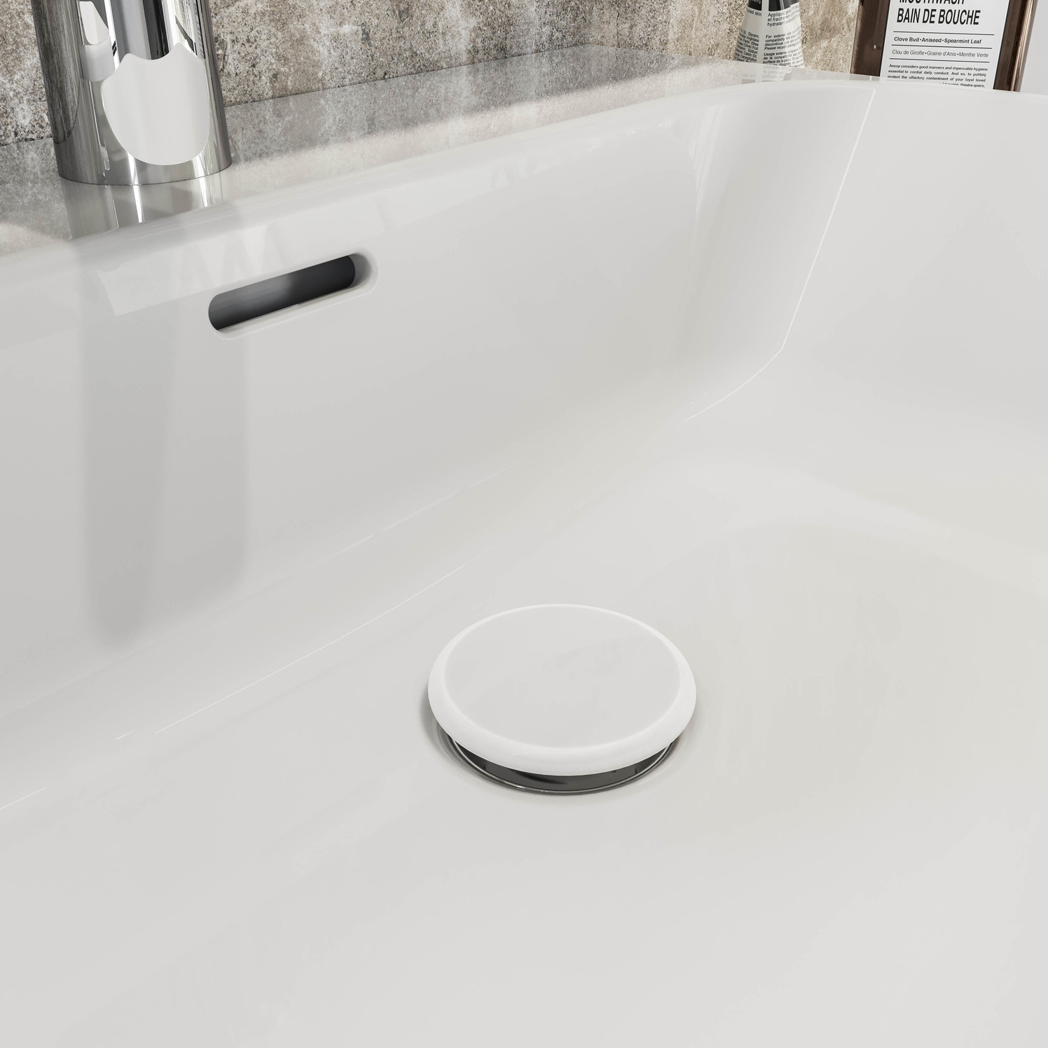 VIGOUR Ablaufventil derby V3 mit Keramikhaube weiß starr, nicht verschliesbar Schaftablauf