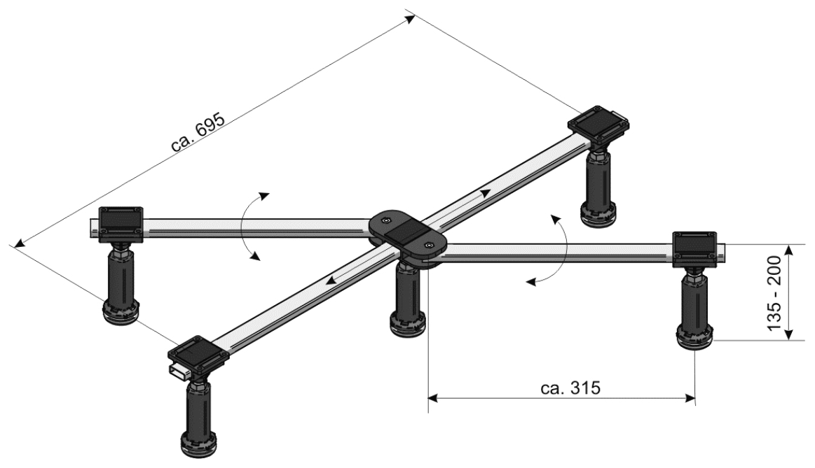 Mabo Duschwannenfuss DWF GIGA für Acryl-/Stahlwannen 80x75 bis 100x100cm, Höhe 13,5-20cm - Bild 2