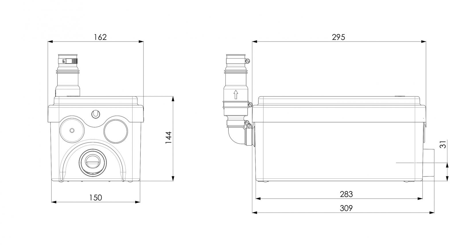 SFA SANISHOWER Flat Schmutzwasserhebeanlage mit flachem Siphon für Duschtassen 0048 - Bild 3