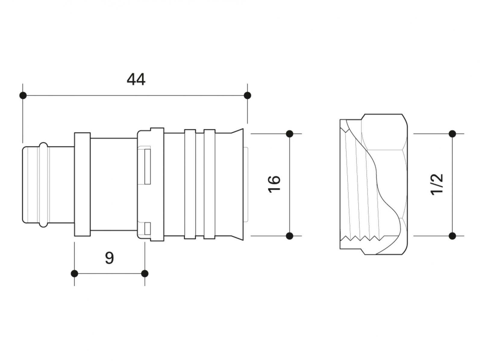 Fränkische Übergang Alpex F50 Mepla Fix Adapter gerade 16 x 2 1/2'' IG, 86916851 - Bild 2