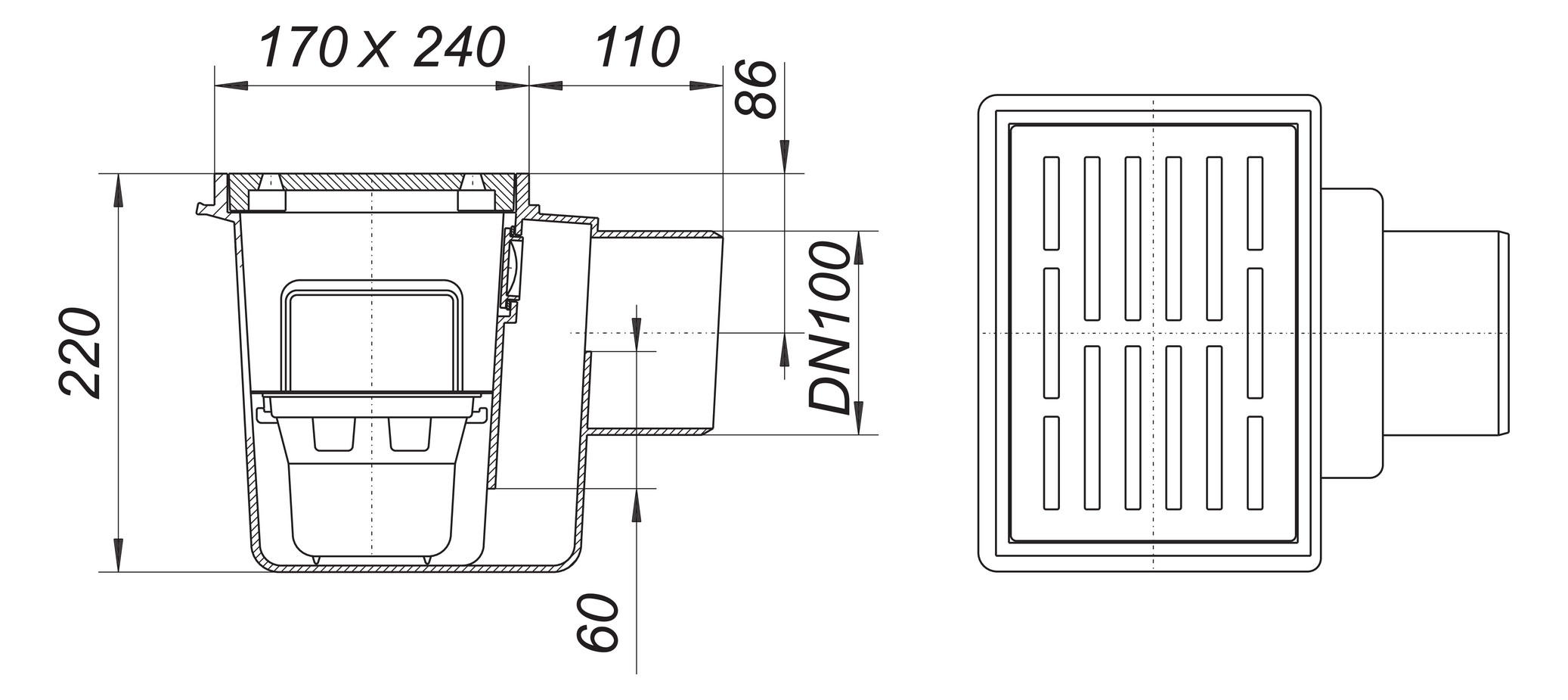 DALLMER Kellerablauf 71 DN 100 mit Reinigungsverschluss 710062 - Bild 2