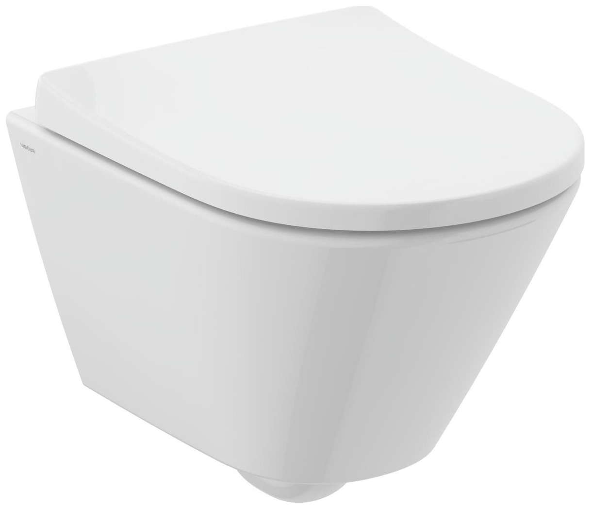 VIGOUR Wand-Tiefspül-WC derby V3 Kompakt 48cm PflegetectPlus weiss, spülrandlos, Absenkautomatik