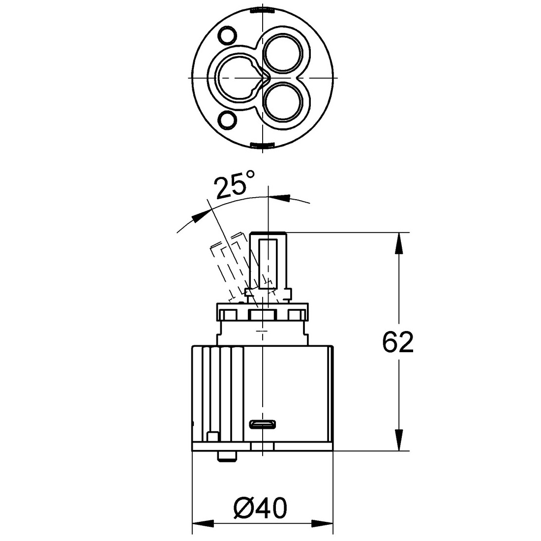 VIGOUR Keramikkartusche KN40 für derby/DerbyTOP/clivia, für Wannen-/Brause-/Spültischbatterie