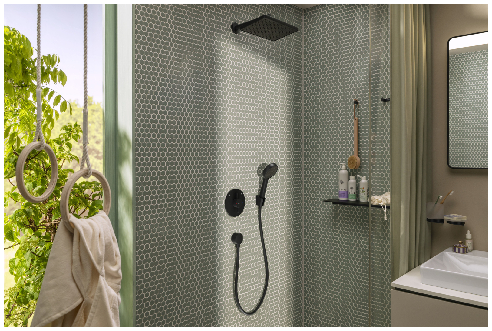 Hansgrohe Brausehalterset Activera Select S 95 2jet EcoSmart Schlauch 1600mm matt schwarz