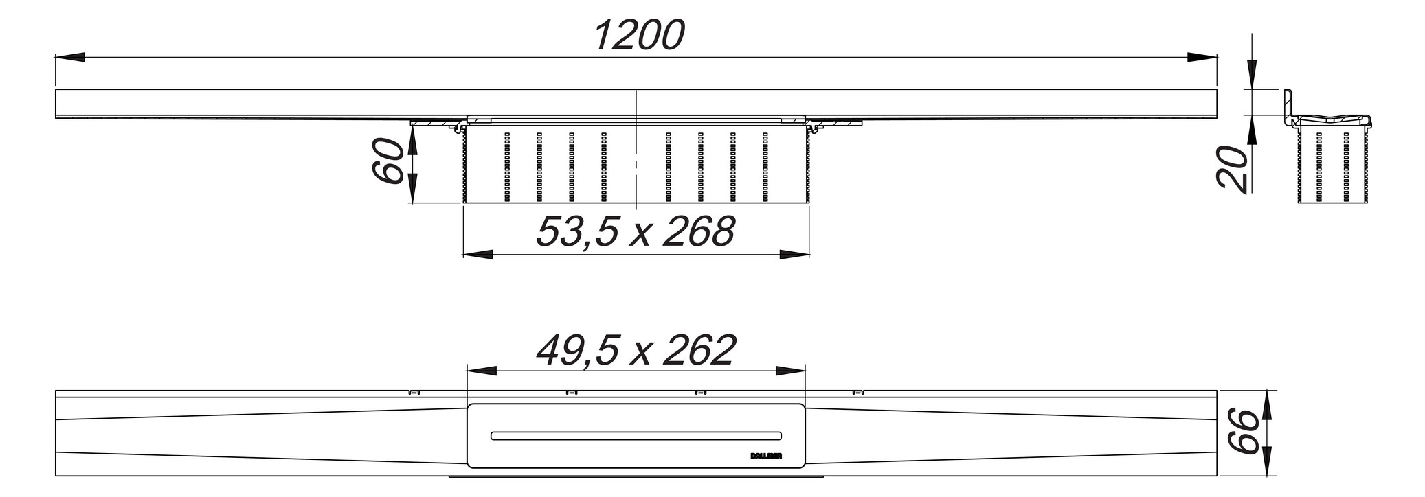 DALLMER Duschrinne CeraWall Pure 1200 mm Ablaufschiene aus Edelstahl 538499 - Bild 2