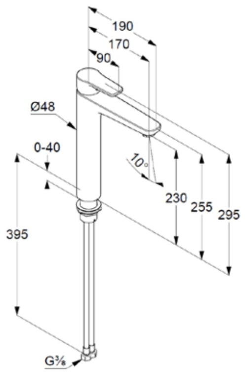 VIGOUR Einhand-Waschtischbatterie derby V3 XL Auslaufhöhe 230mm ohne Ablaufgarnitur verchromt