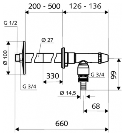 Frostsichere Außenwandarmatur Installationsbausatz DN15 (1/2'') mattchrom - Bild 2