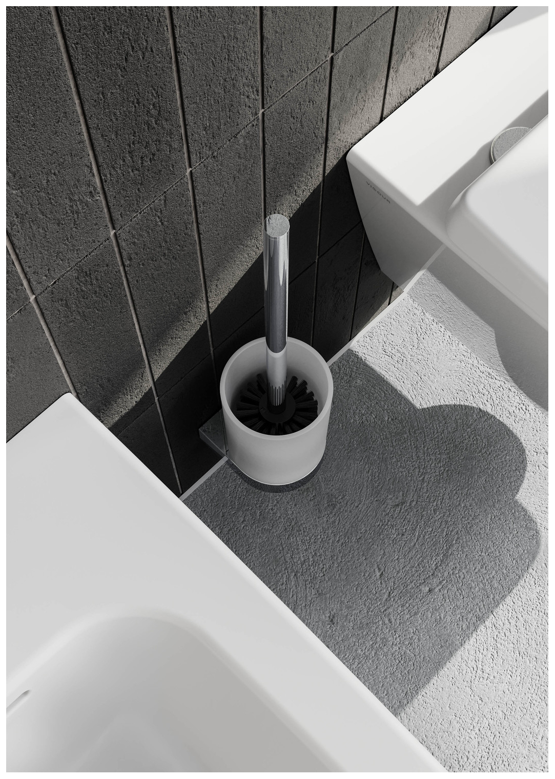 VIGOUR Bürstengarnitur derby V3 mit Glasbehälter verchromt