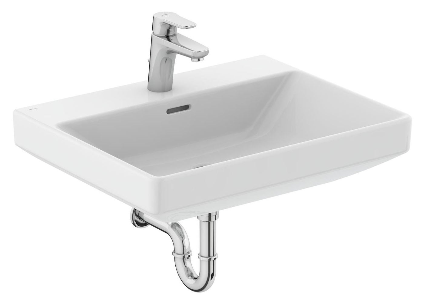 VIGOUR Waschtisch-Set derby V3 edge 60cm PflegetectPlus weiss, Einhandmischer, Siphon und Eckventile