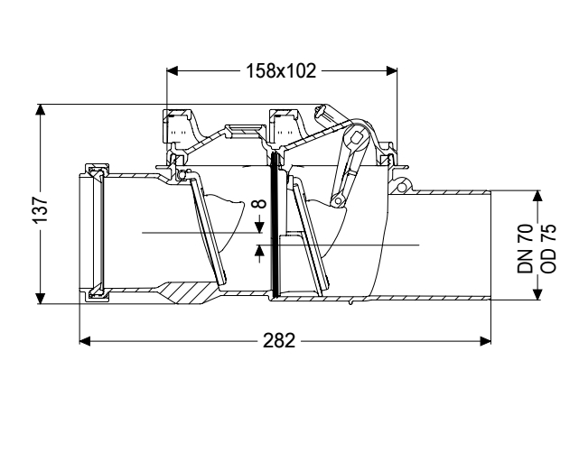 KESSEL Rückstaudoppelverschluss Staufix DN 70 für freiliegende Abwasserleitung 73070 - Bild 2