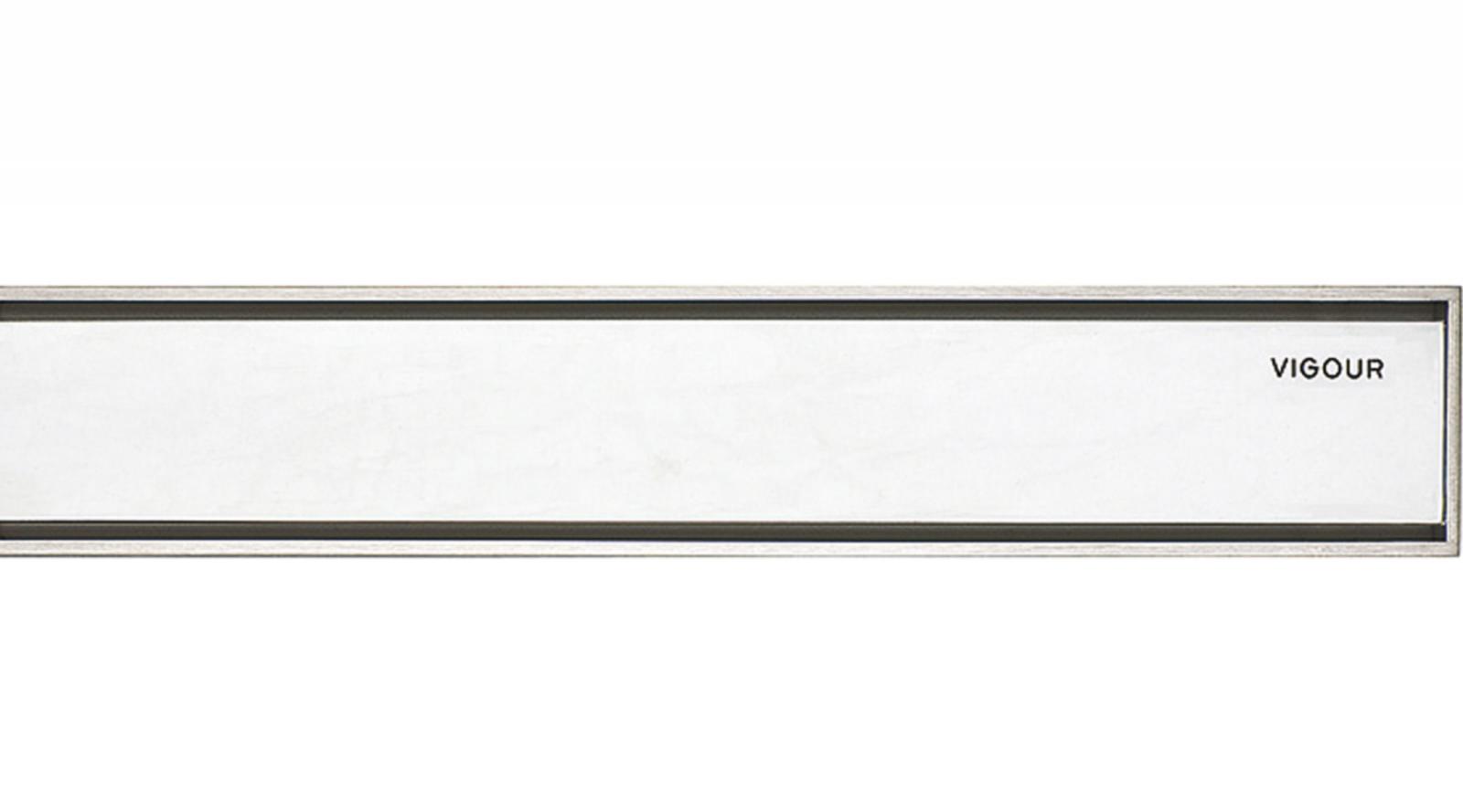 VIGOUR Designrost individual Edelstahl poliert 800 mm für Duschrinne Rohbauset aus Edelstahl - Bild 1