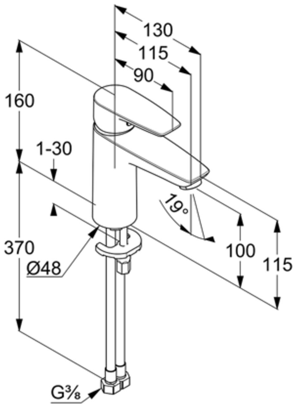 Kludi PURE&SOLID Waschtisch-Einhandmischer 100 ohne Ablaufgarnitur chrom 342920575 - Bild 2