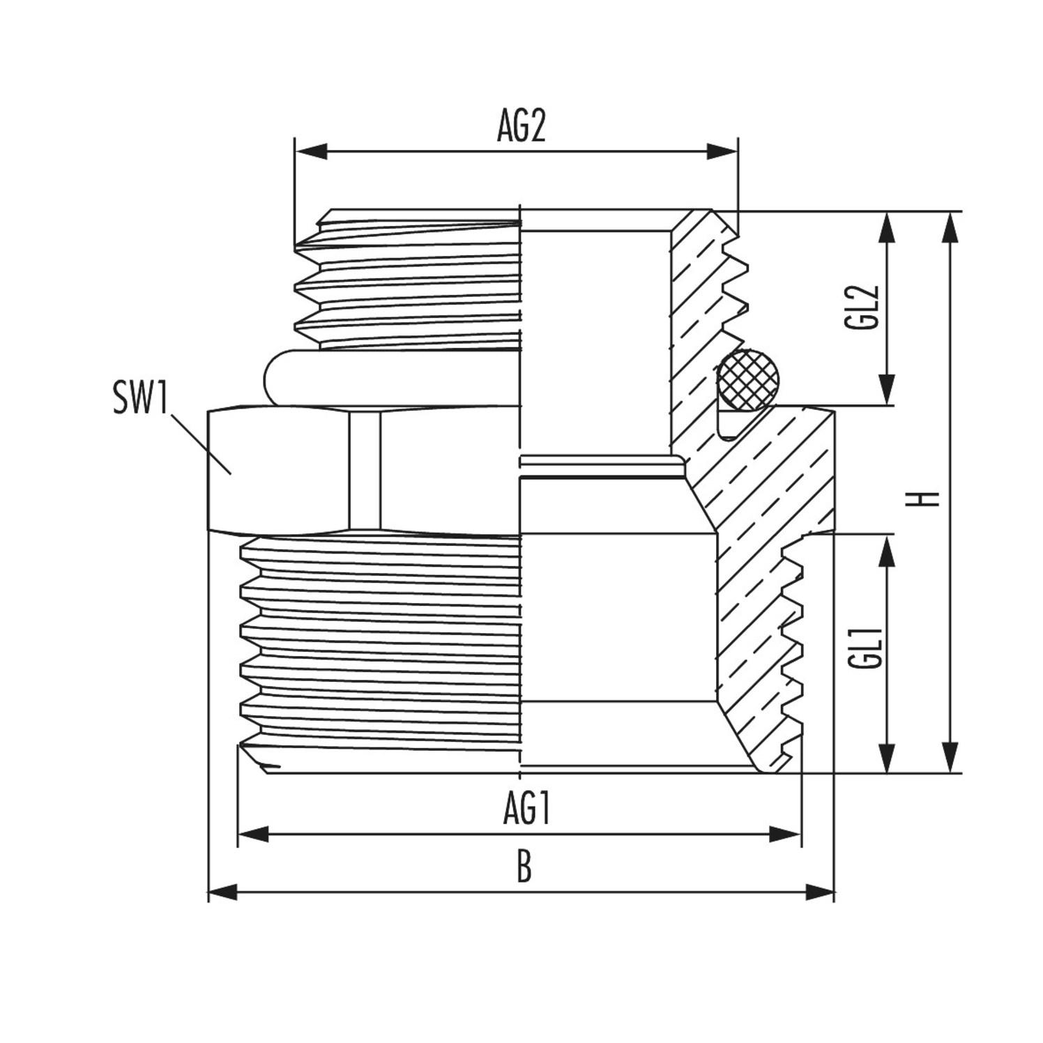 Hummel MKV-Anschlussnippel G 1/2 x G 3/4 Eurokonus, Messing vernickelt 2554123401 - Bild 2