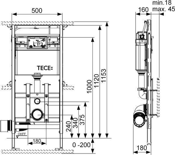 TECElux Spülkasten WC-Modul 200 BH 1120 Einwurfschacht 9600200 - Bild 2