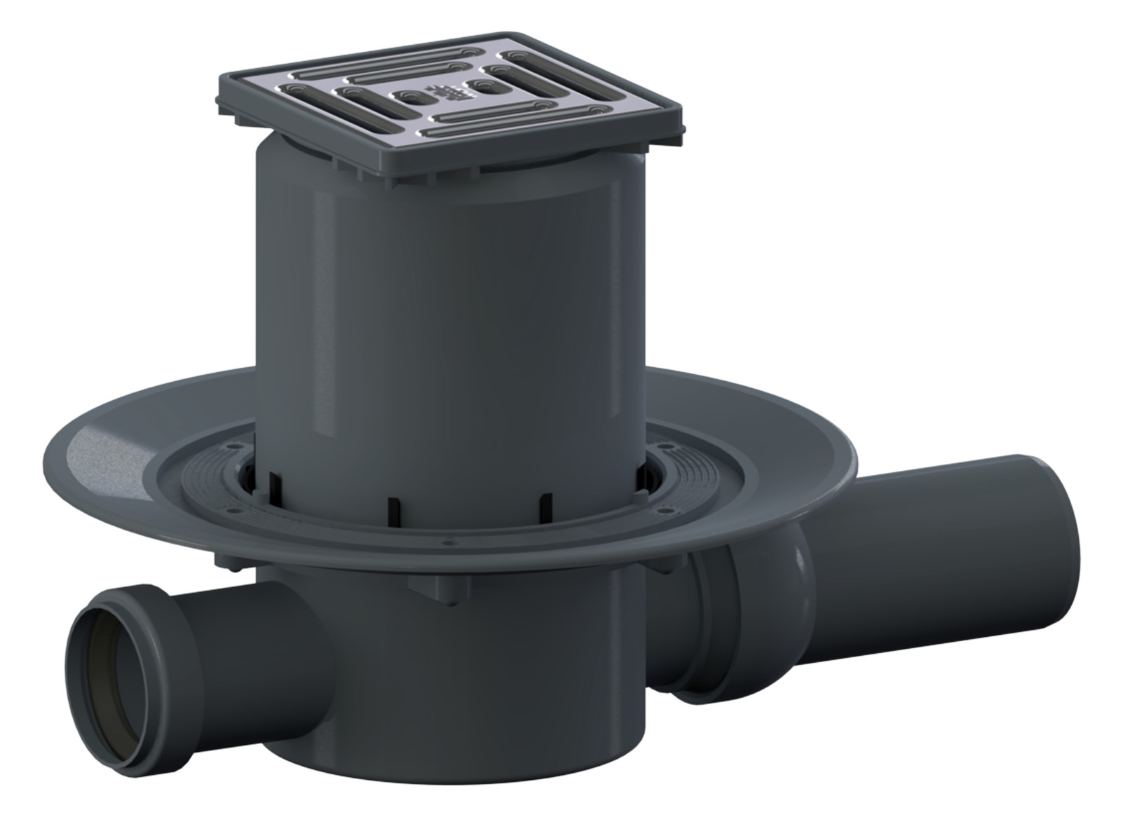 DALLMER Bodenablauf 42 SE Zulauf DN 40 Ablaufstutzen DN 50 Edelstahl-Rost 100x100 mm 420121 - Bild 1