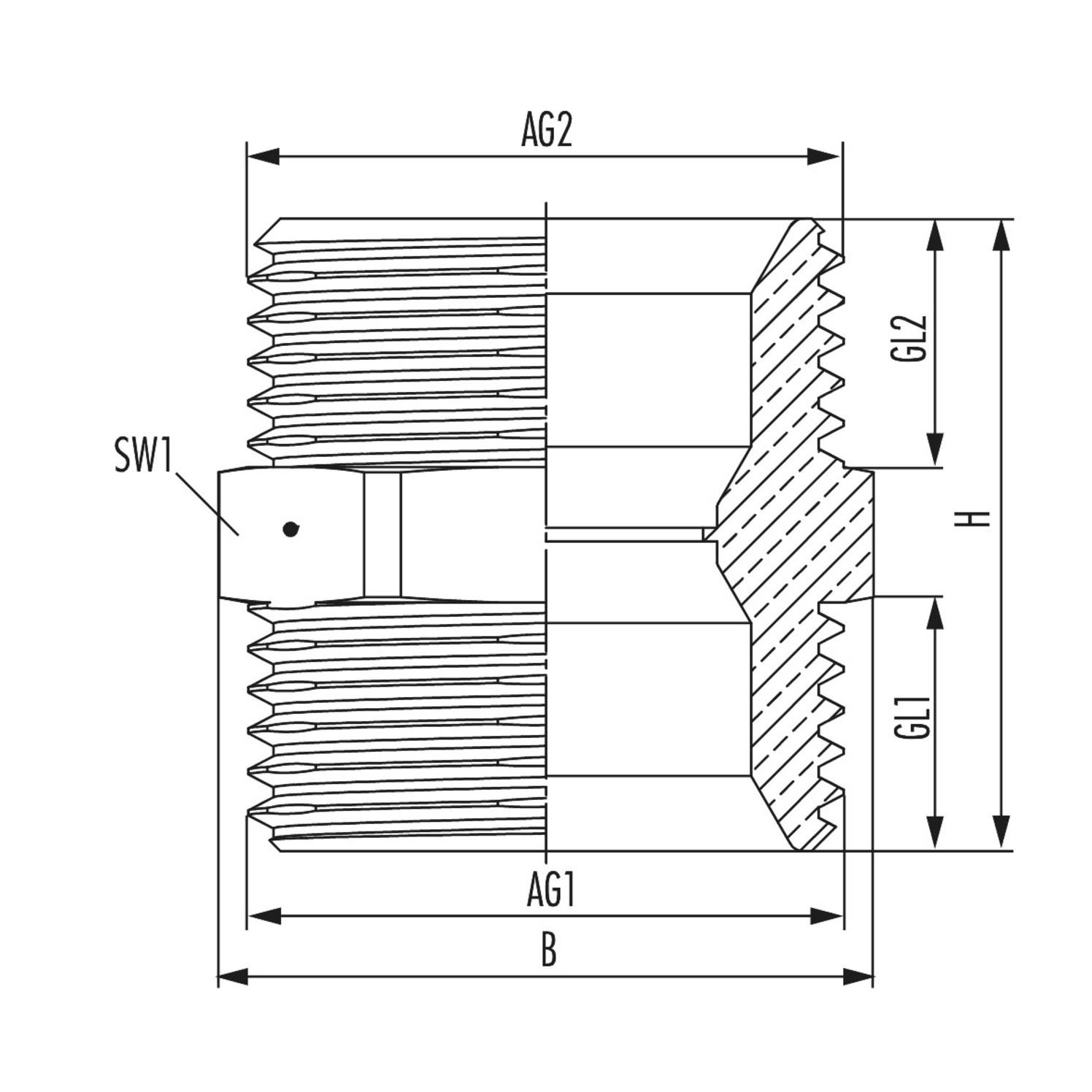 Hummel MKV-Kupplungsnippel G 3/4 x G 3/4 Eurokonus, Messing vernickelt 2253343401 - Bild 2