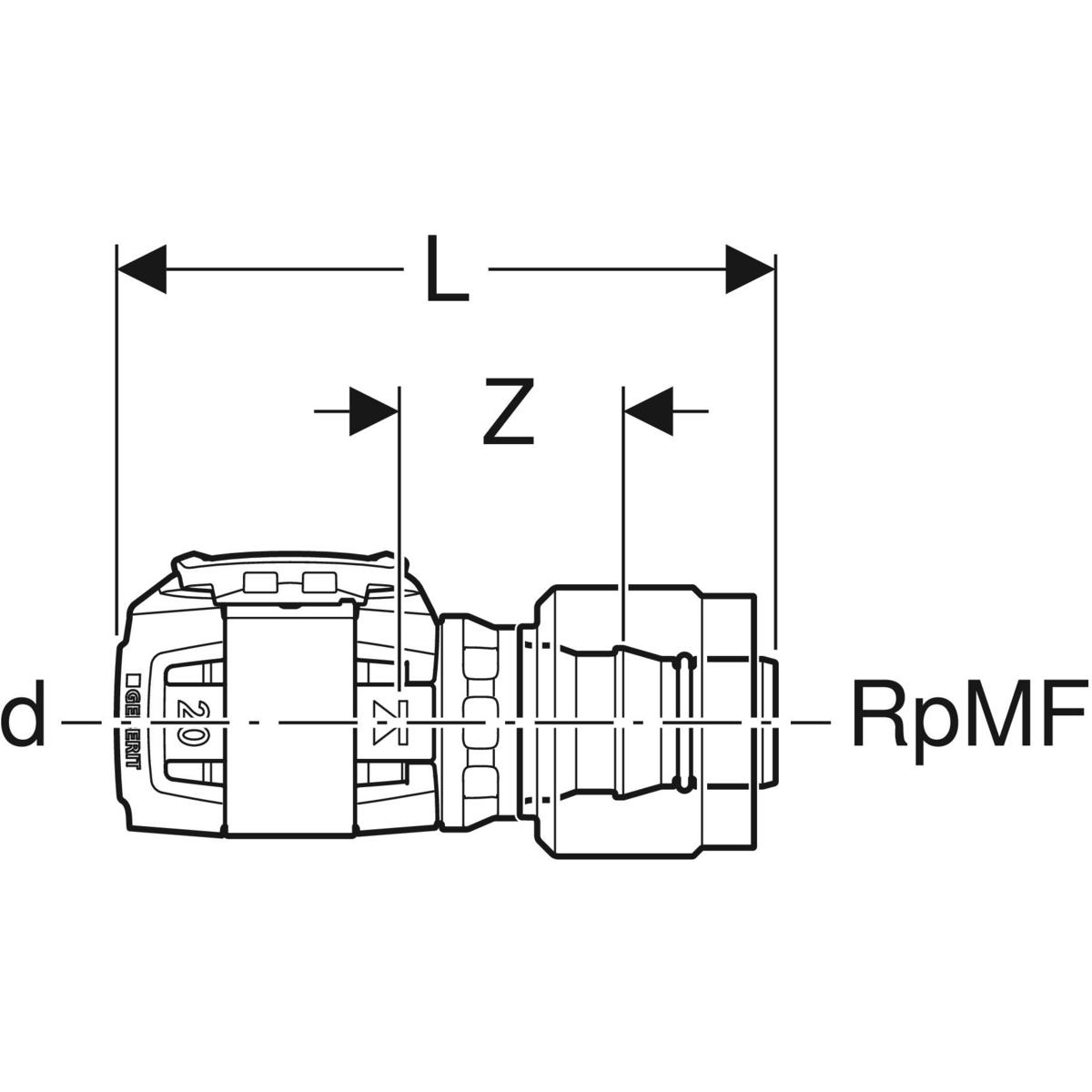 Geberit FlowFit Übergang mit MasterFix d=16mm (RpMF 1/2) PPSU 620.290.00.1 - Bild 2