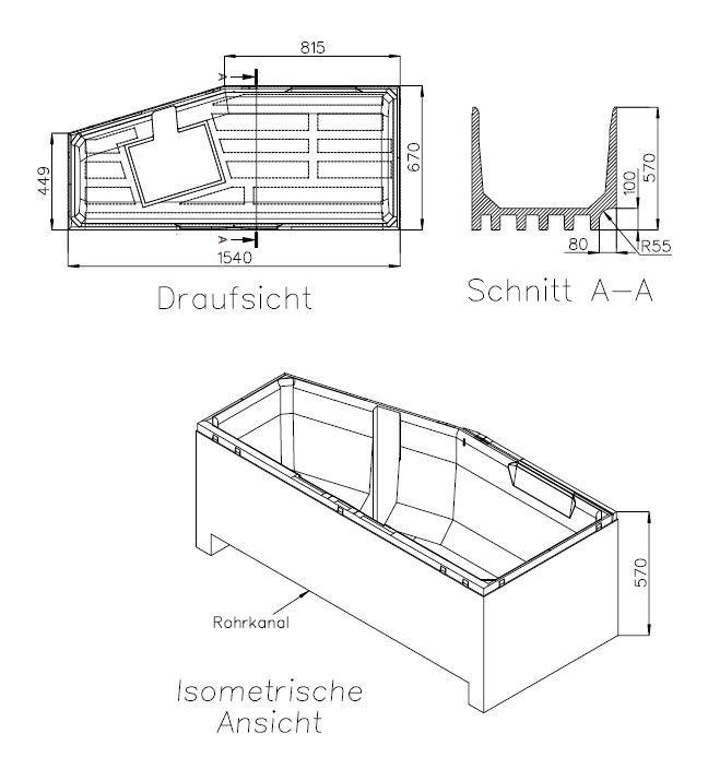 Kaldewei Raumsparwanne Mini 157x70 cm rechts Modell 834 Stahl-Email weiss inklusive Träger - Bild 5