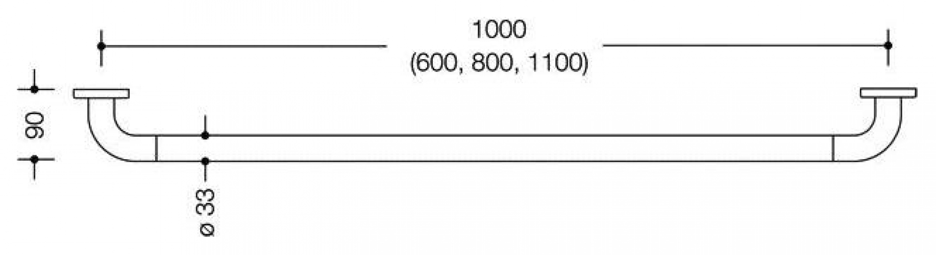 HEWI Serie 477 Badetuchhalter BA1.1 d: 33 mm Achsmass 600mm reinweiß 477.30.300.99 - Bild 3