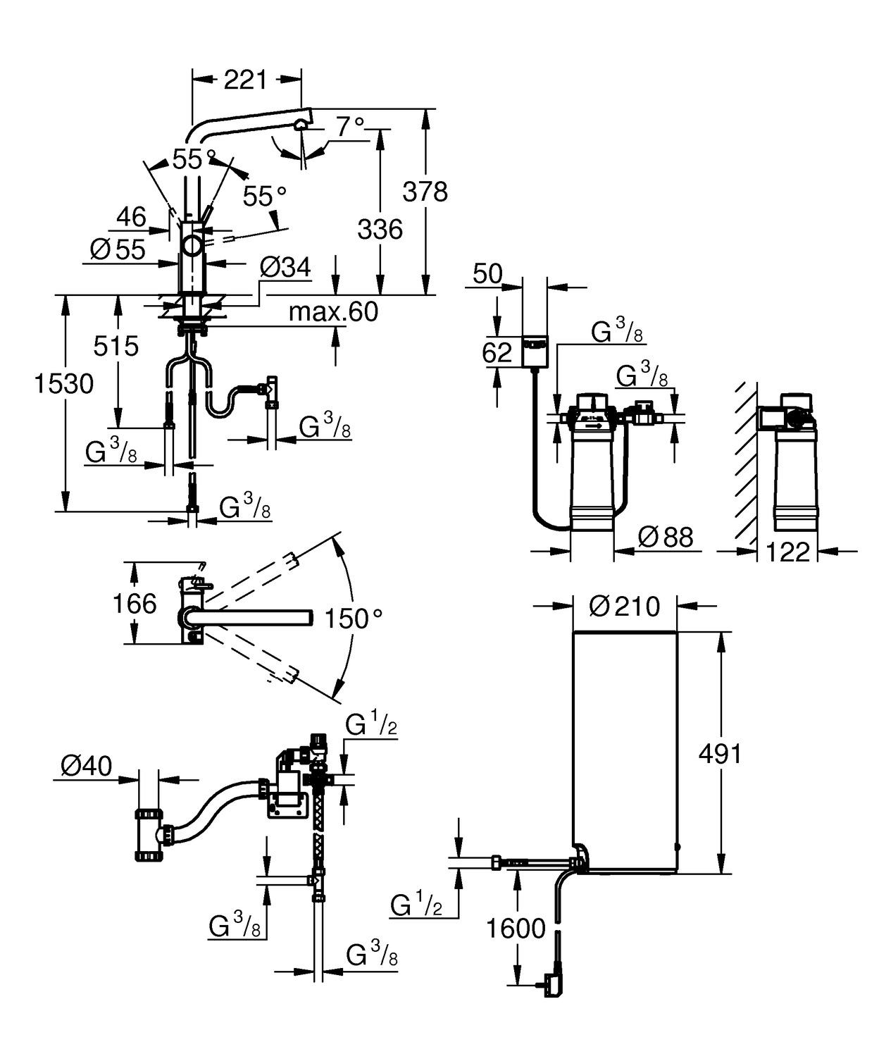 GROHE Küchenarmatur und Boiler Red Duo L-Size L-Auslauf chrom 30325001 - Bild 5
