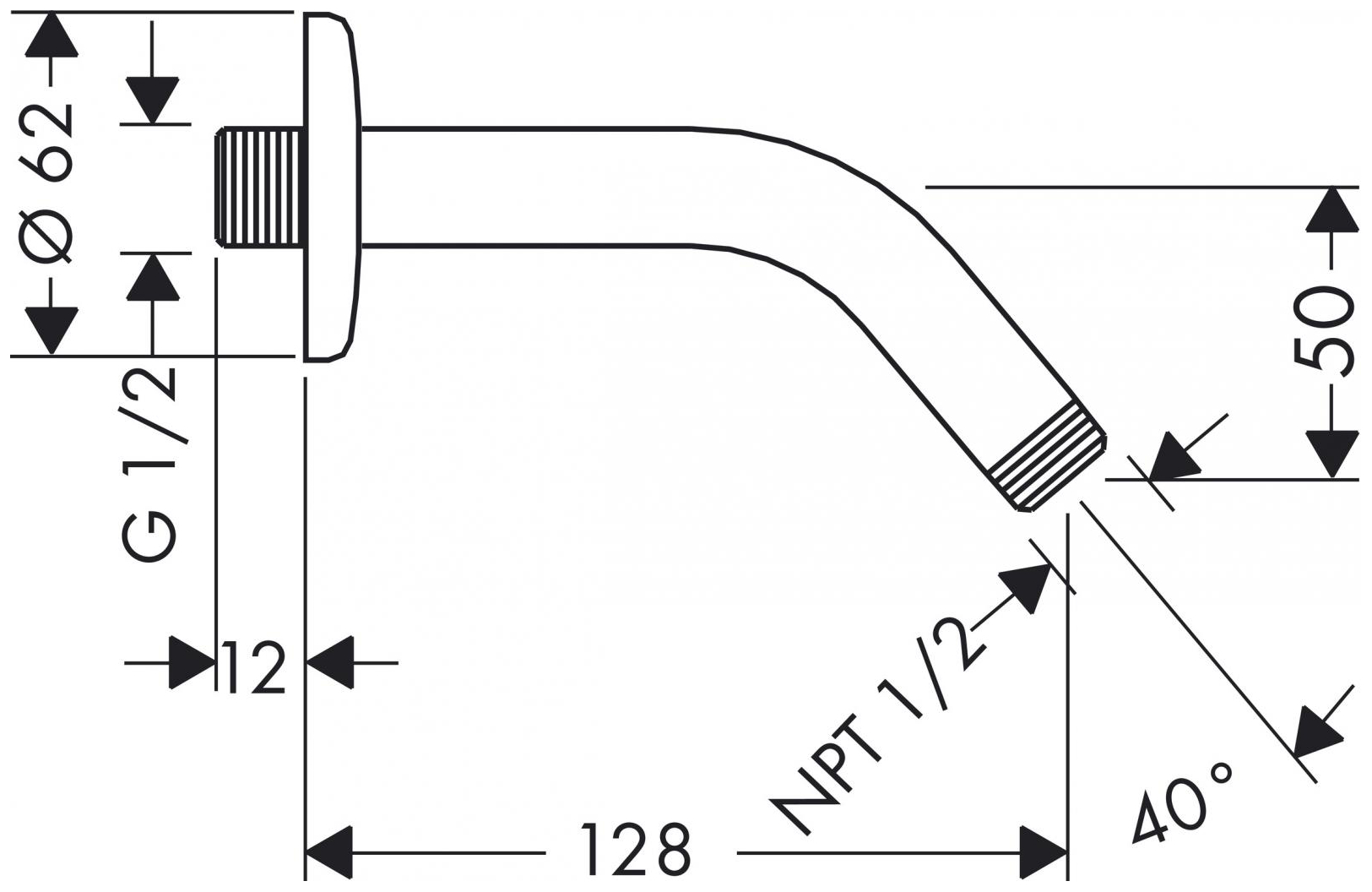 Hansgrohe Brausearm DN15 140mm 45 Grad verchromt 27411000 - Bild 2