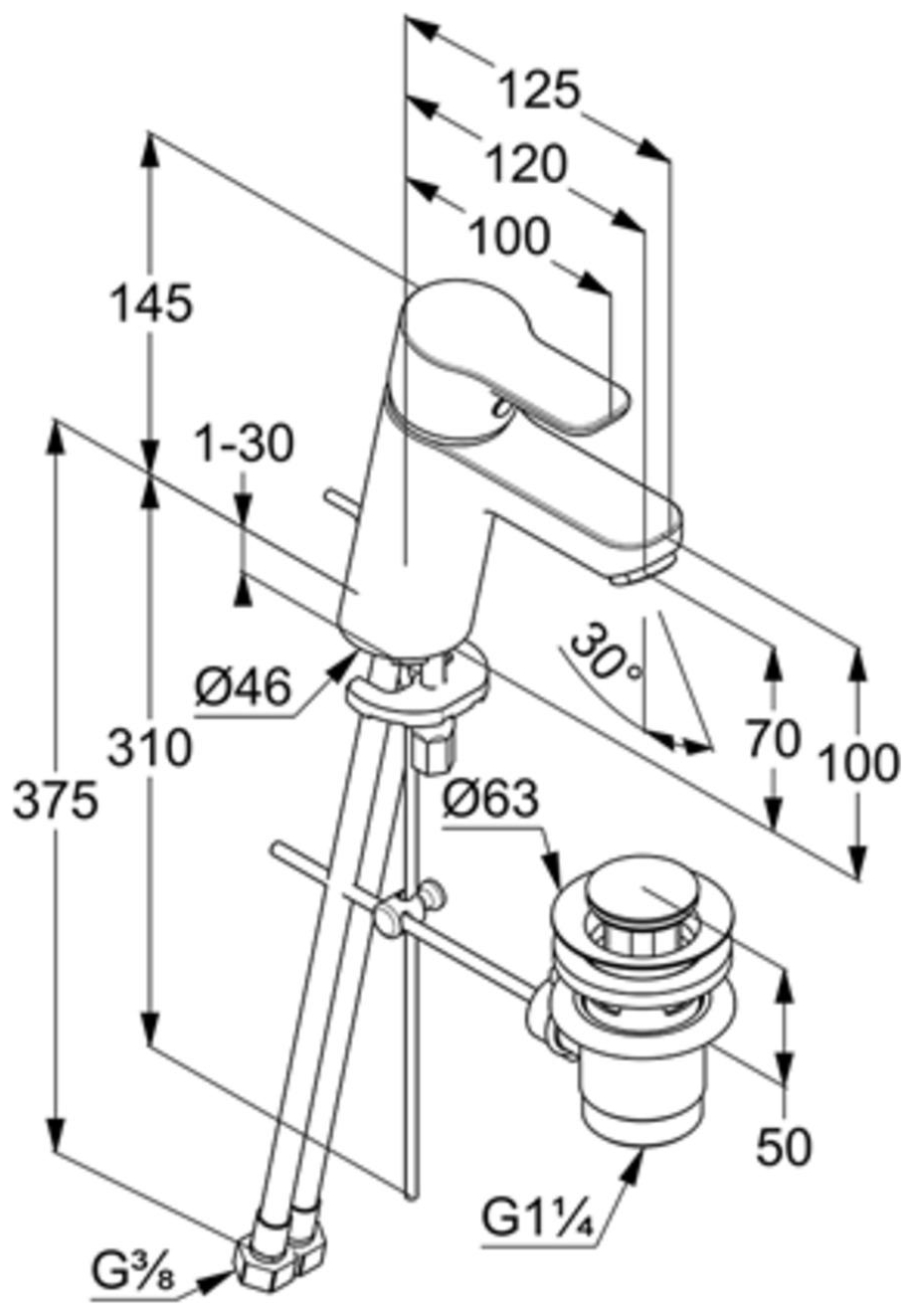 Kludi PURE&EASY Waschtisch-Einhandmischer 70 mit Ablaufgarnitur chrom 372820565 - Bild 2