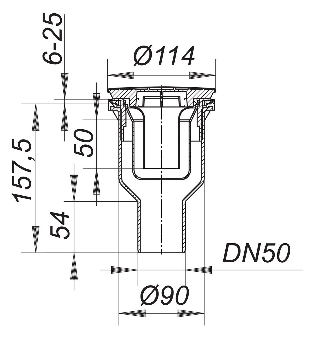 DALLMER Duschwannenablauf ORIO V DN 50 senkrecht, Abdeckhaube verchromt 160249 - Bild 2