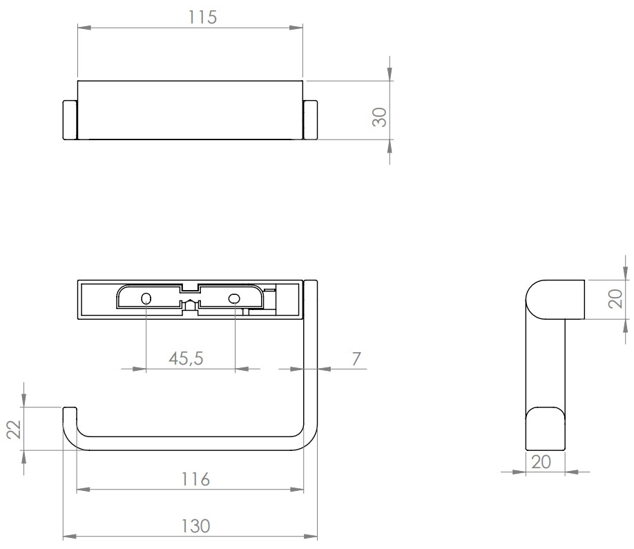 VIGOUR Papierhalter derby V3 ohne Deckel verchromt