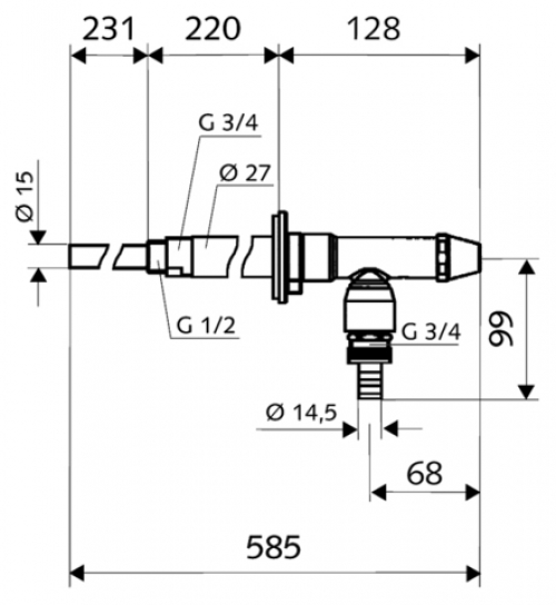 Frostsichere Außenwandarmatur DN15 (1/2'') AG/15mm mit Rohrbelüfter mattchrom - Bild 2