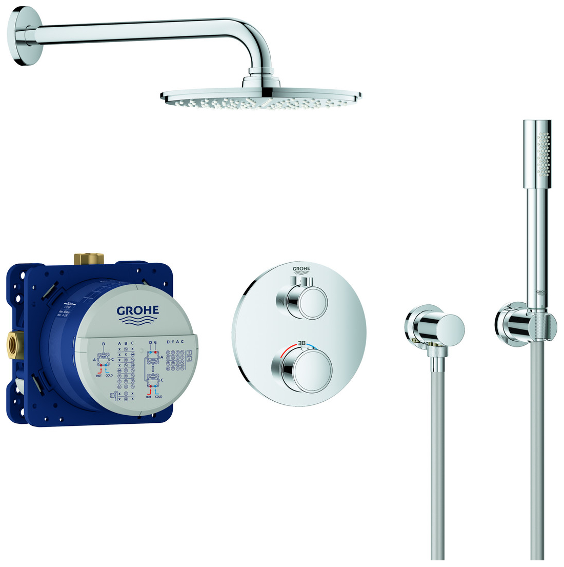 GROHE UP-Duschsystem Grohtherm mit FMS rund/SmartBox/Kopfbrause/Brauseset chrom 34732000 - Bild 1