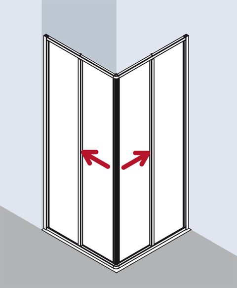 Kermi Ibiza 2000 Eckeinstieg-Halbteil ED2 800 x 1850 mm ESG klar silber mattglanz I2ED2080181AK - Bild 2