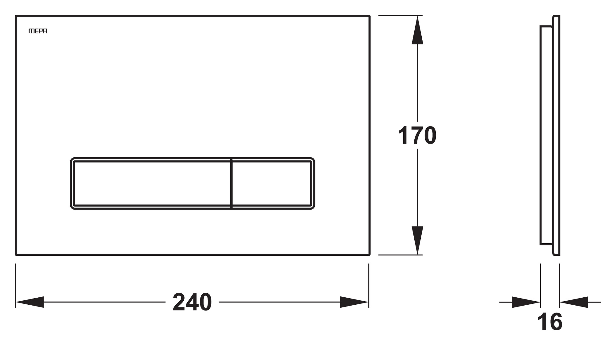 MEPAorbit Betätigungsplatte 2-Mengen aus Glas weiß TE 421845, für teileingelassene Montage - Bild 2
