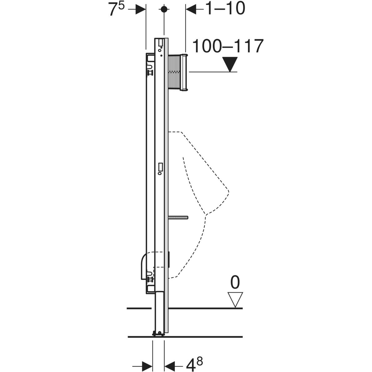 Geberit Duofix Basic Urinal-Montageelement Universal 130cm mit Bausatz 458.603.00.6