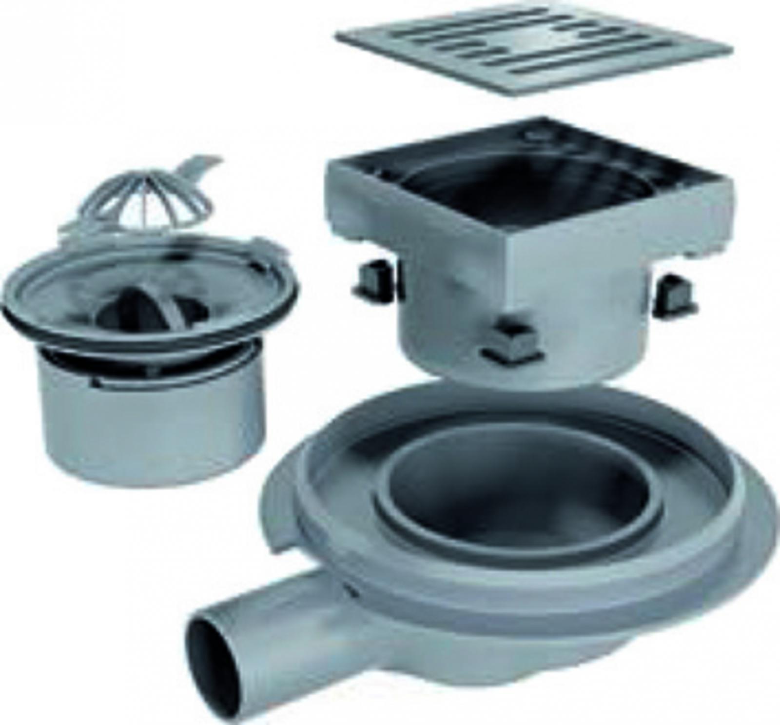 VIGOUR Punktablauf individual 2.0, 10x10cm Abgang waagerecht drehbar, Edelstahl gebürstet - Bild 1