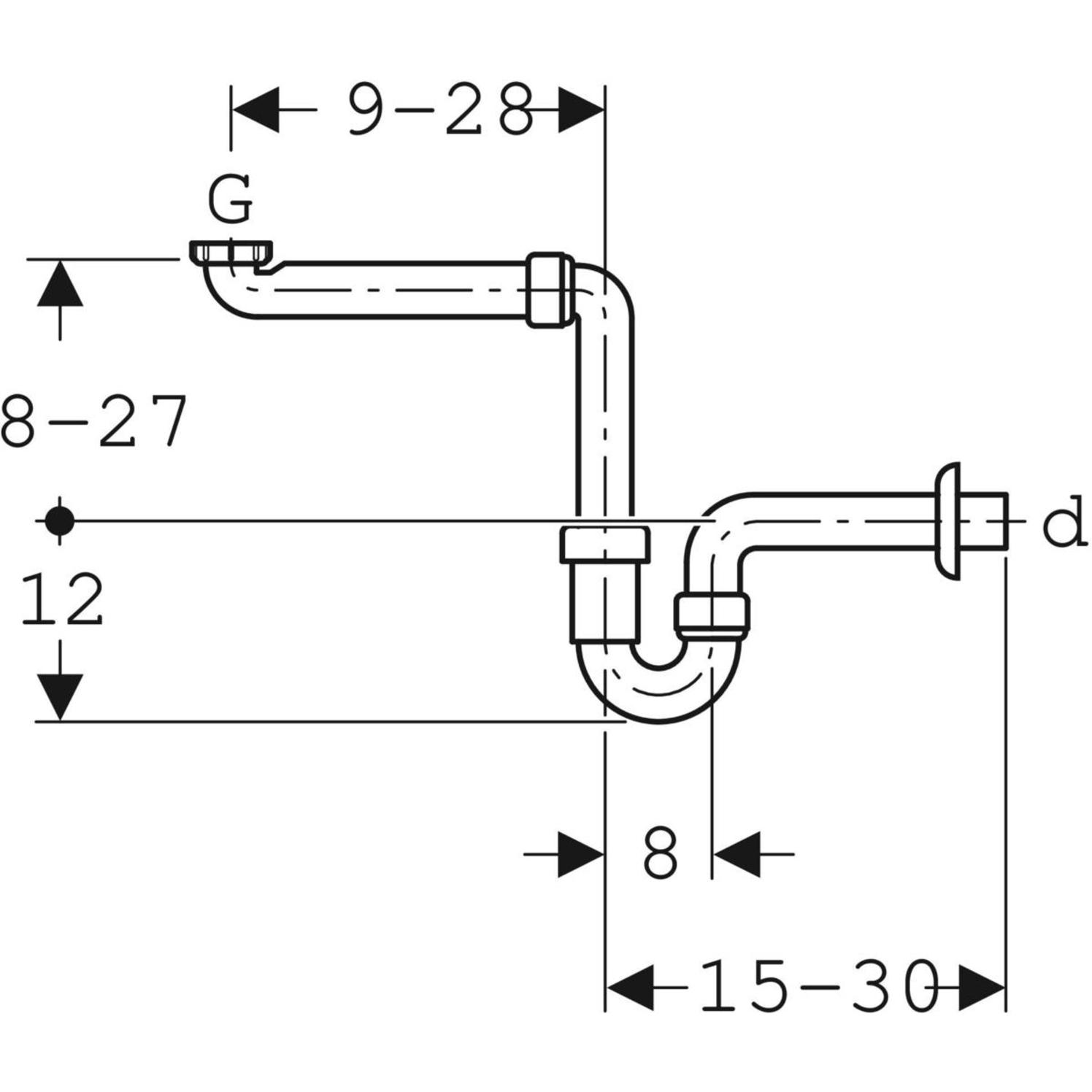Geberit Röhrensiphon für Waschtisch weiss-alpin 1 1/2'' (1 1/4'') x 40 mm Raumsparmodell - Bild 2