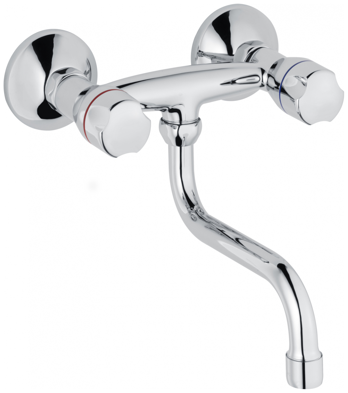 HS Ausgussbecken Stahl weiß emailliert 495x370mm mit Alurost, Zweigriffarmatur und Siphon - Bild 2