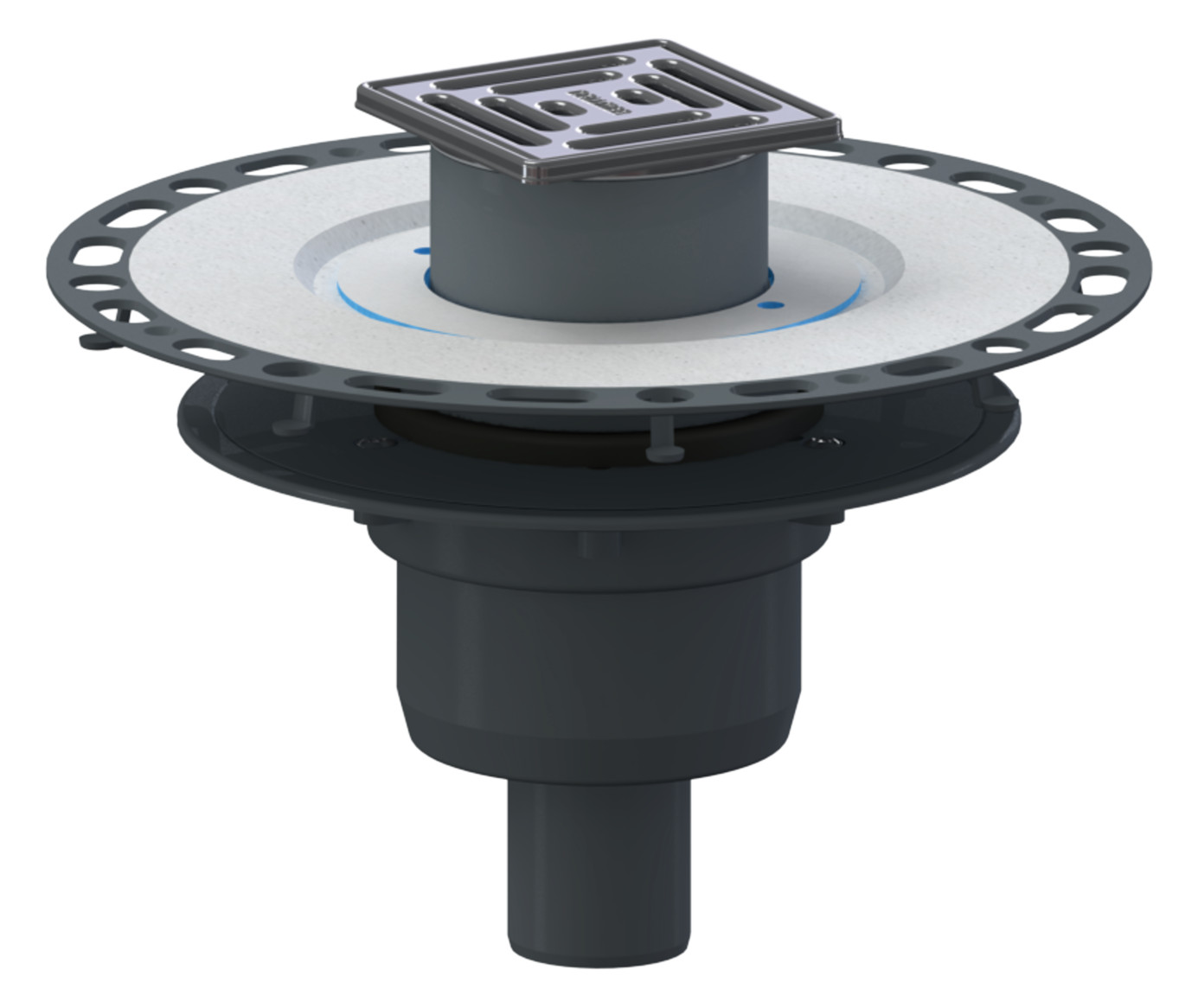 DALLMER Dünnbett-Bodenablauf 40 VC Nennweite DN 50 senkrecht Edelstahl-Rost 100x100 mm 513182 - Bild 1