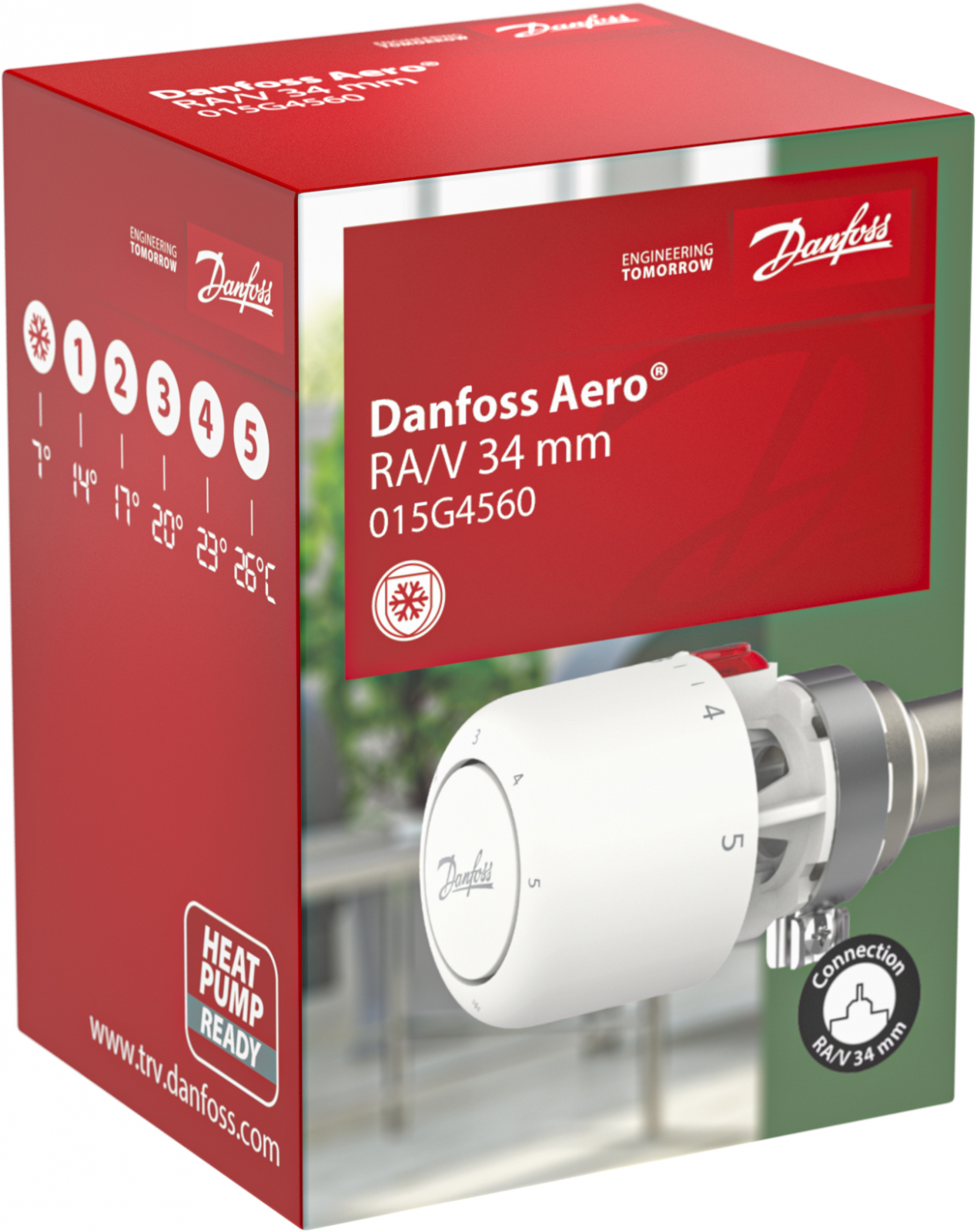 Danfoss Aero RA/V Thermostatkopf, Gas, Fühler, 7-28°C, RAL9016, 015G4560 - Bild 3