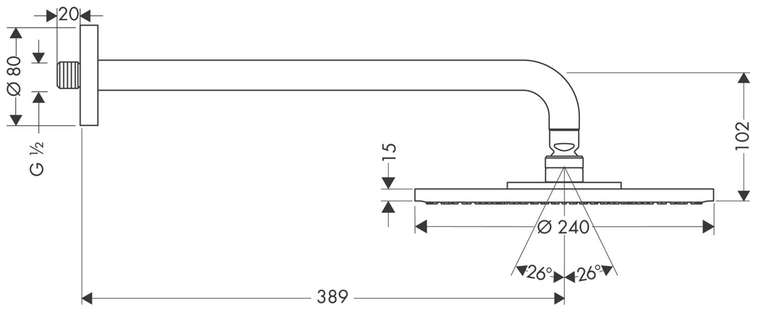 Hansgrohe Tellerkopfbrause Raindance Air 240mm mit Brausearm verchromt 27461000 - Bild 2