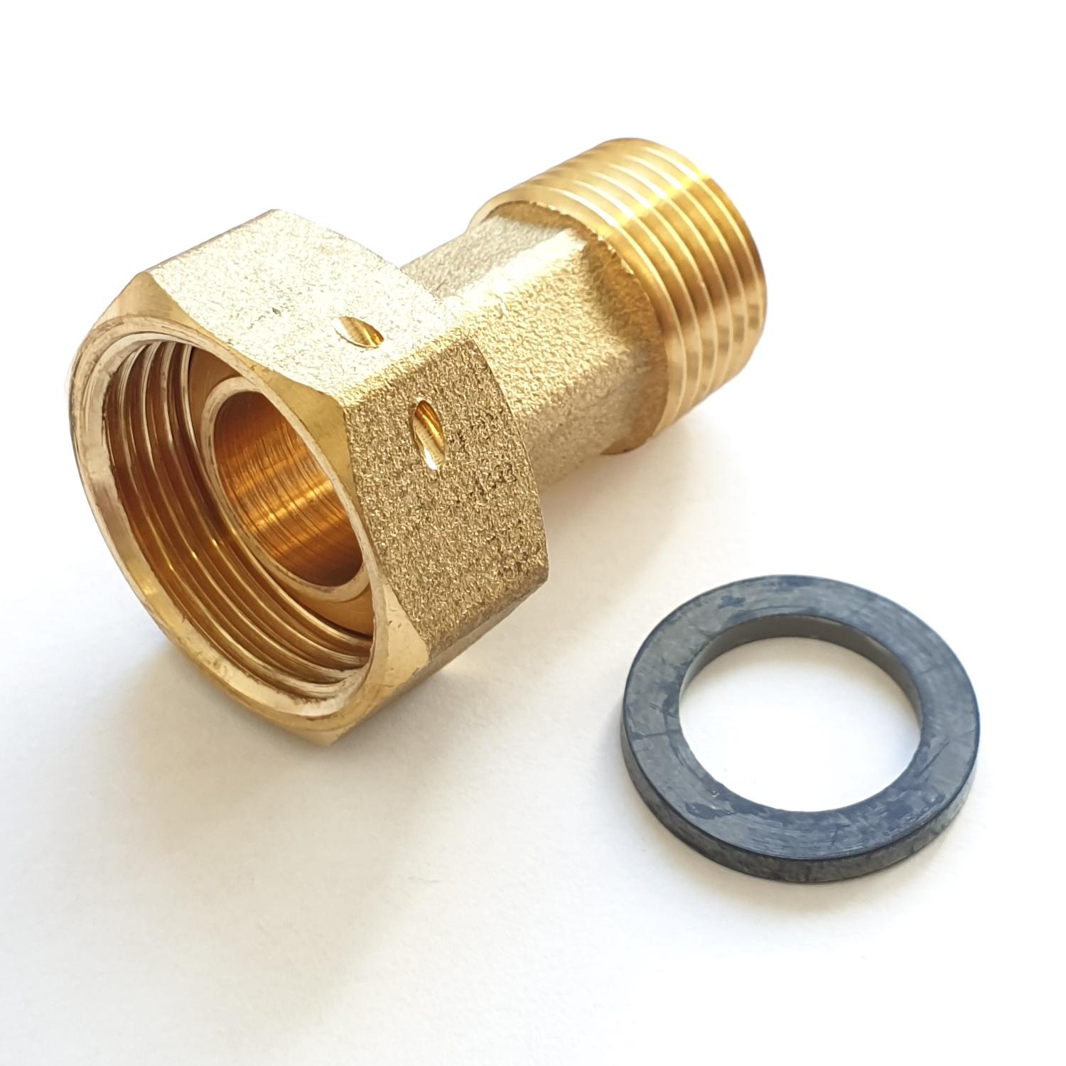 Wasserzähler-Verschraubung 3/4'' AG x 1'' IG, Messing, mit Plombiervorrichtung und Dichtung - Bild 1
