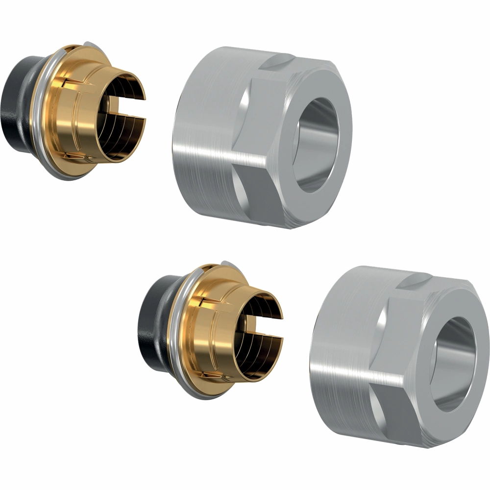 Klemmverschraubungs-Set 15x1mm x G3/4i Eurokonus vernickelt 746003, für Hahnblock - Bild 1