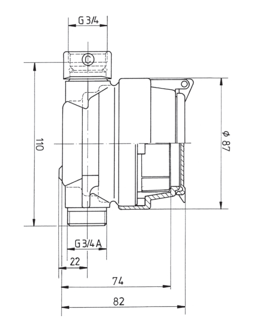 Allmess Zapfhahnzähler GWZ 3 MK +m A34 kalt/warm MID Q3 2,5 m3/h mit Schutzhaube (Eichjahr 2024) - Bild 2