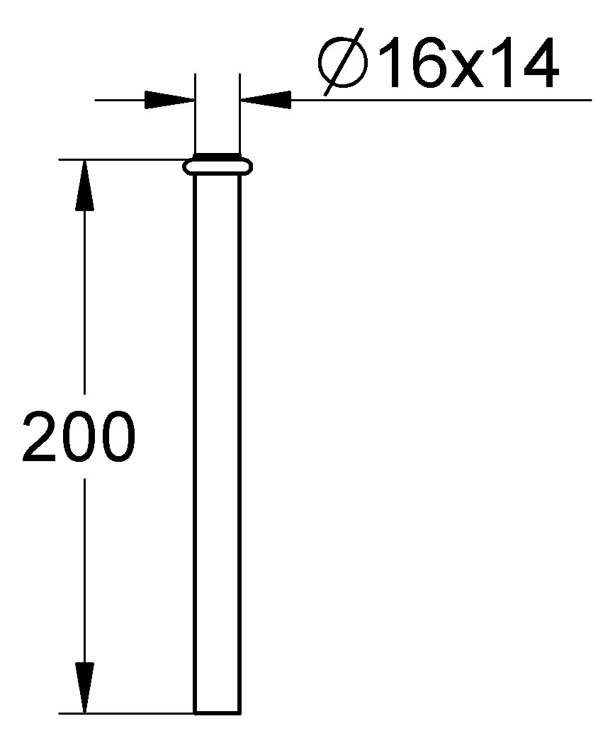 GROHE Spülrohrverlängerung 37042 200mm Durchmesser 16mm aus Messing verchromt 37042000 - Bild 3