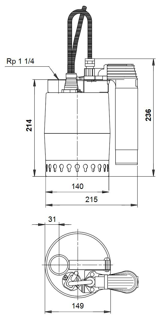 Grundfos Unilift Kellerentwässerungspumpe KP150-AV-1, 11/4'', FH 5,5m, mit Sensorsteuerung 011H1900 - Bild 2