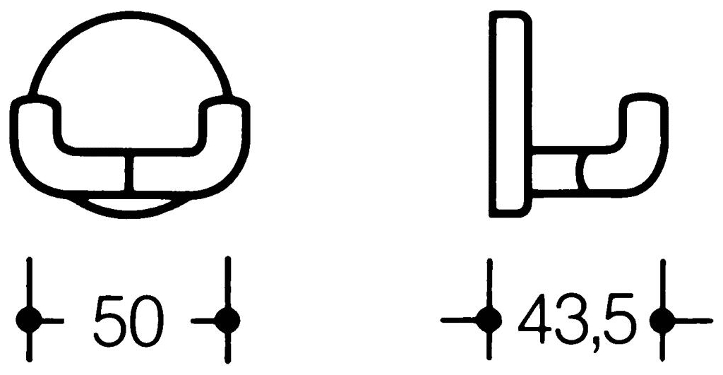HEWI Serie 477 Doppelhaken d 50 mm eckige Hakenform reinweiß 477.900.25.99 - Bild 2